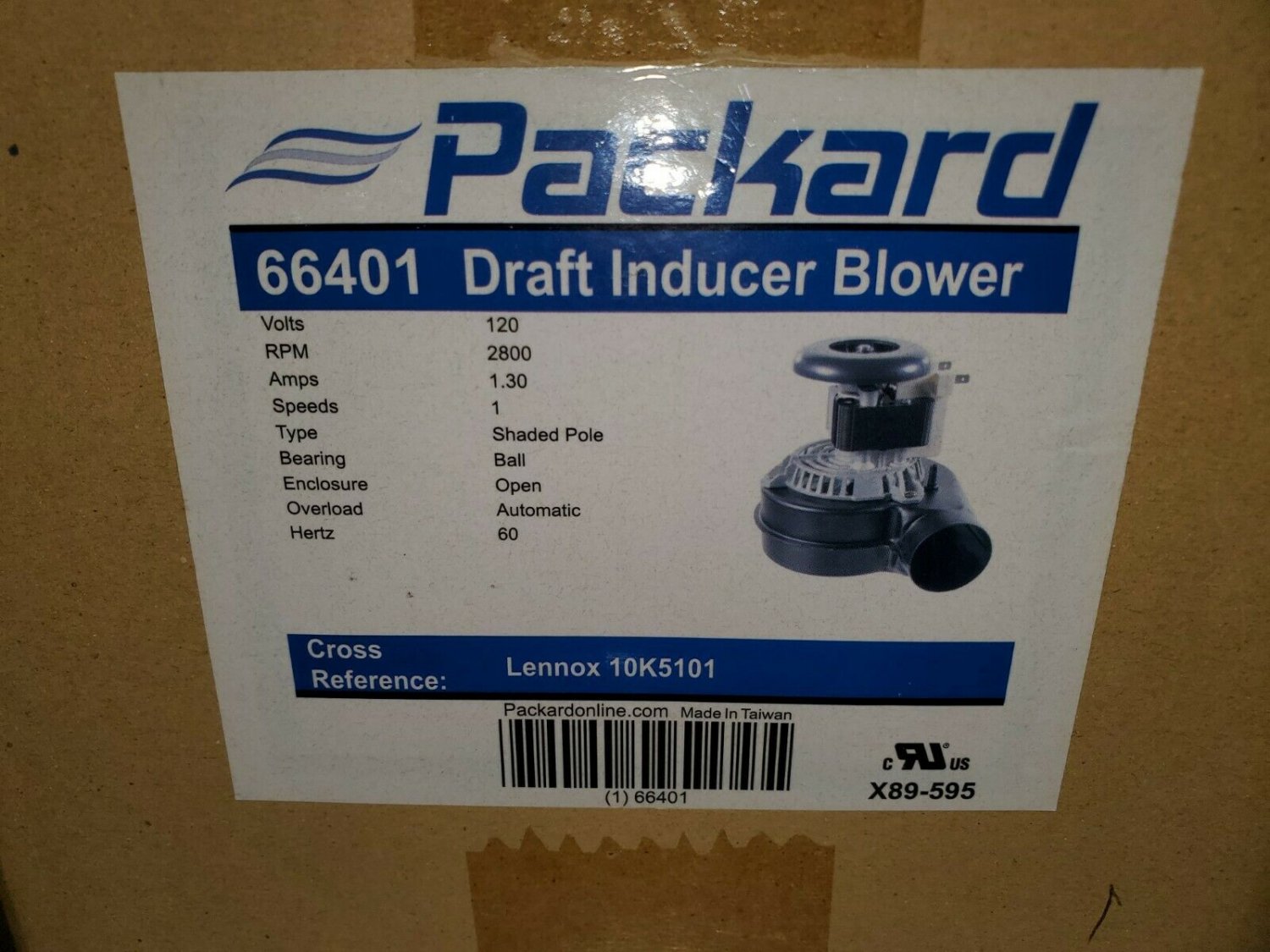 PACKARD # 66401 Draft Inducer Motor Blower Lennox 10K5101 88K8401 J238-087-8171