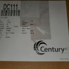 CENTURY  AO SMITH # DC111 MOTOR 56C FR  TENV 1/4HP  1750 RPM 90 VOLTS DC