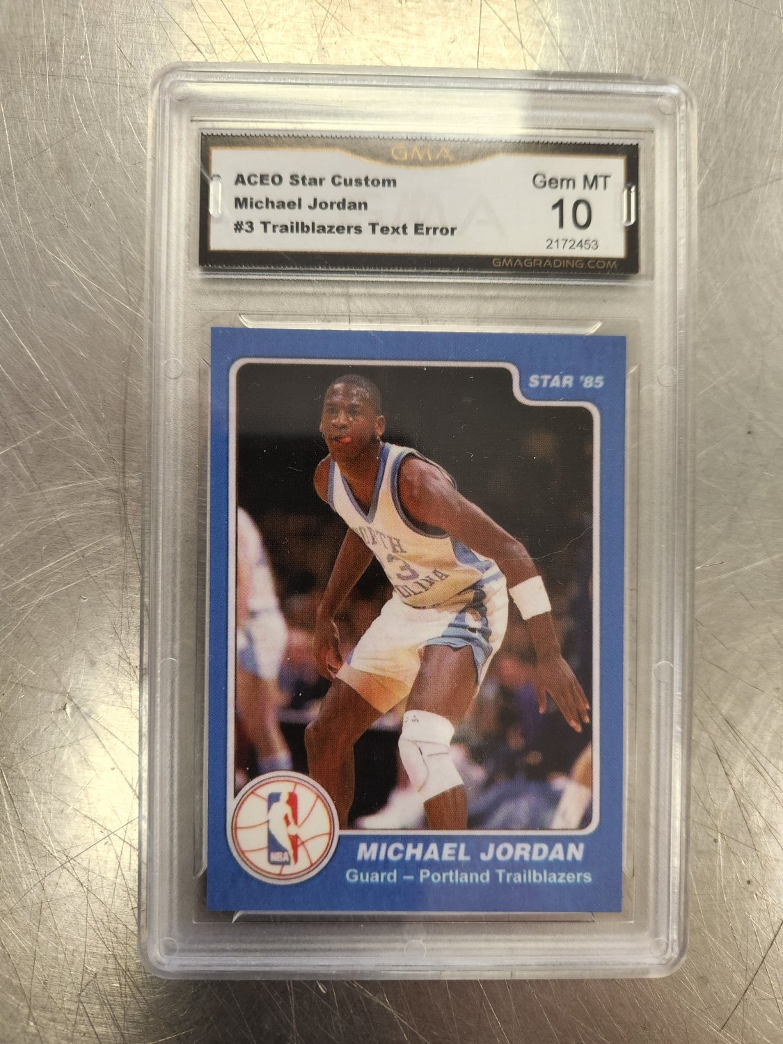 1985 STAR MICHAEL JORDAN ERROR ROOKIE BASKETBALL CARD GRADED GEM MINT 10