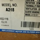 Fasco  #A218 DRAFT MOTOR ASSEMBLY 230 VOLT