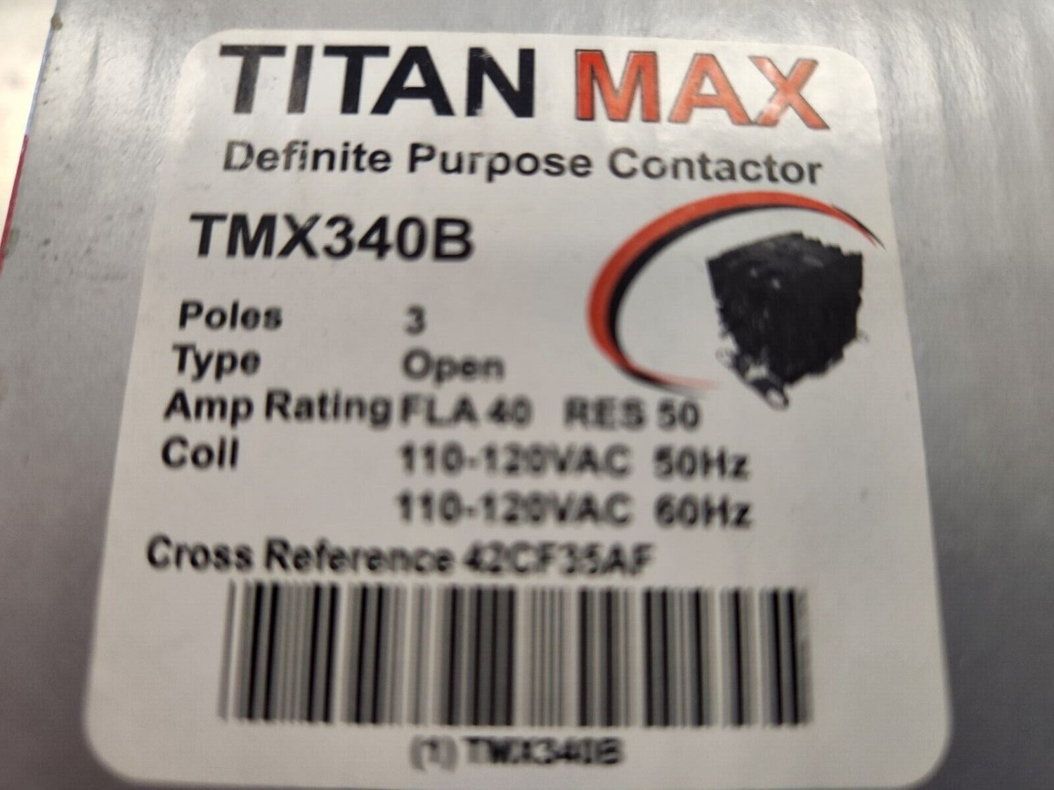 TITAN MAX Definite Purpose Contactor TMX340B 40 AMP 120VOLT COIL 3 POLE