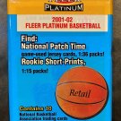 2001-02 FLEER PLATINUM BASKETBALL CARD PACK AUTO JORDAN ANNIVERSARY ROOKIE+BONUS