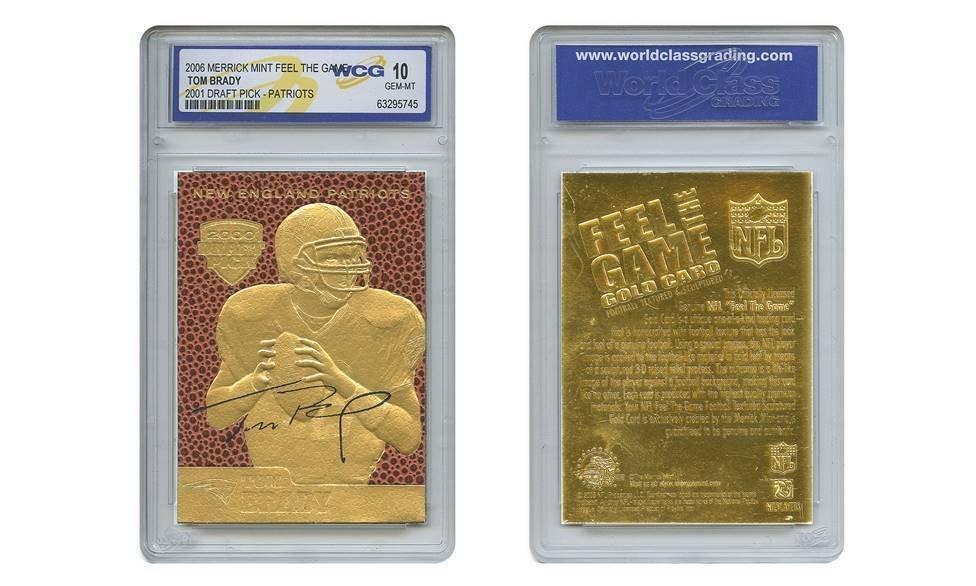 2001 TOM BRADY GOLD DRAFT PICK FOOTBALL CARD GRADED MINT+ FREE BRADY CARD