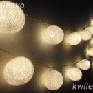 20 White Color Cotton Balls Fairy String Lights Party Patio Wedding Floor Hanging Home Decor Bedroom