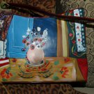CUSTOM Matisse handbag purse RED pocketbook SHOULDER BAG hand painted still life