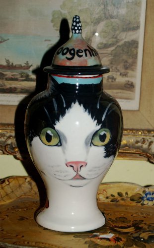Custom CERAMIC SMALL Pet urn for CAT ashes black white CAT PETS Cats ALL breeds