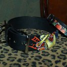Tattoo leather dog collar 1X, 2 XL Nautical 2 in wide !