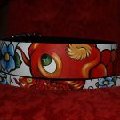 Tattoo Leather DOG collar KOI ASIAN WAVES 16-20 in neck extra wide black brown