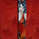 Custom Tattoo Leather DOG collar PIN UP red DEVIL GIRL rockabilly black collars
