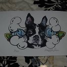 Artist TATTOO Print Ltd Ed BOSTON Terrier PRINT BONES