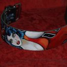 Tattoo Leather DOG collar PIN UP DEVIL GIRLY rockabilly