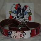 Tattoo Brwn Leather DOG collar pin up girl traditional