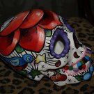 TATTOO Day of the DEAD SKULL Sailor Rose Dagger Skulls hand painted bisque star