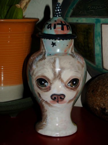 Custom ceramic Pet urn for ashes chihuahua urn small pet memorial sm jar ash