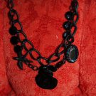 Tattoo goth NECKLACE charm black roses swallow gothic !