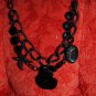 Tattoo goth NECKLACE charm black roses swallow gothic !