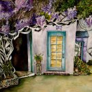 Impressionist Artist ORIGINAL WATER COLOR painting Doorway Wysteria garden 21x28