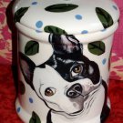 Tattoo DOG dish Doggie Cookie Jar Boston terrier LARGE