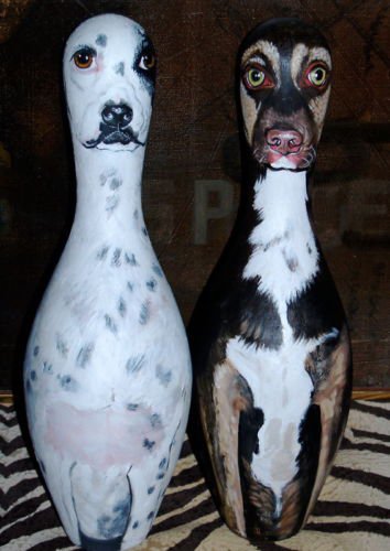 Hand PAINTED Bowling Pin dog portrait ANY BREED ANY pet