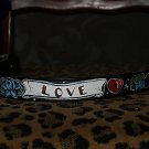 Tattoo Leather DOG collar LOVE Sparrow Dice Rose heart 18 inches 3/4 in wide