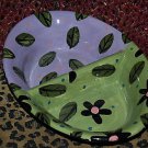 Tattoo DOG DISH Doggie Bowl FLOWERS leaves Divided DISH