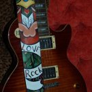 TATTOO Leather Guitar strap LIVE LOVE ROCK Dagger Rose adjustable strap bass