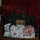 TATTOO handbag purse LEATHER hand painted Jocasi handbag asian oni theme geisha