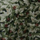 Vintage DESIGNER cotton FABRIC 1 3/4 yards floral leaf
