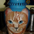 Custom hand painted funerary cremation urn for pets or people xlrg cat urn tabby