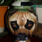 Custom Portrait MEMORIAL Pet URN DOG PIT BULL cremation ASHES burial vessel rare