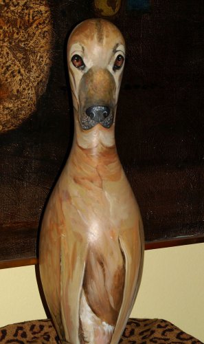 Custom Hand PAINTED Bowling Pin dog portrait of ANY BREED REAL bowling pin dogs