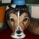 Custom Portrait MEMORIAL Pet URN DOG Collie cremation ASHES burial vessel Lassie