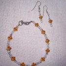 Amber colored crystal with Swarovski crystal w/ earrings