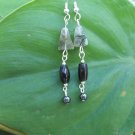 Tourmalinated Quartz, Coral, & Hematite Sterling Silver earrings by A Touch of Earth
