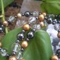 Clear Quartz Gold Freshwater Pearl and Hematite Endless loop necklace by A Touch of Earth