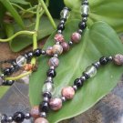 Rhodolite Clear Quartz Blackstone and Hematite Sterling Silver necklace by A Touch of Earth