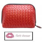 Laura Geller Red Cosmetics bag, Black Zipper, Lip pull!  Make up bag - very cute