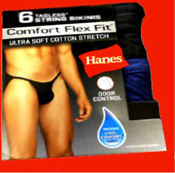 String Bikinis men Hanes 6 pack size M tanga