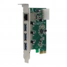 SEDNA - PCIE USB 3.0 3 Port Adapter Card with RJ45 1Gbps Ethernet Port