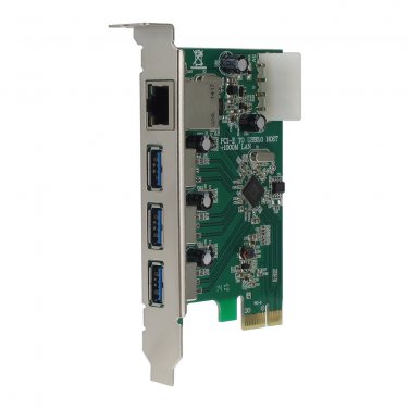 SEDNA - PCIE USB 3.0 3 Port Adapter Card with RJ45 1Gbps Ethernet Port