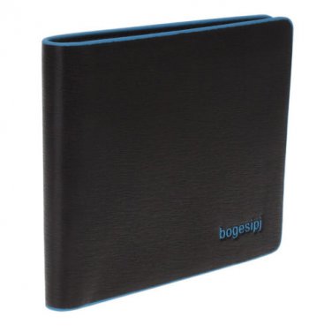Women PU Leather - Color Leather Edge - Slim Short Wallet - Brown / Blue