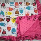 Multi Colored Owl Print Minty Blanket 33"X32"