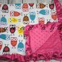 Multi Colored Owl Print Minty Blanket 33"X32"