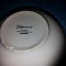 Vtg MAINSTAYS Stoneware Bowl White Navy Blue Trim Dishwasher Microwave Oven