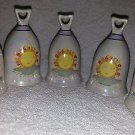 5 Vtg Ceramic Bell Decorative Collectible PSun Mia ~ Suva Inc Made In China NEW