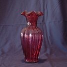 FENTON CRANBERRY 11 inch  VASE, molten glass with gold
