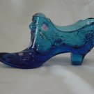 Fenton Twilight Blue handpainted shoe 1990's 9295tt 6"