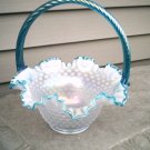 Fenton irridized Basket from Easter offering, hobnail