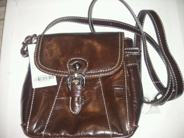 NEW GIANI BERNINI RED GLAZED LEATHER CROSSBODY BAG