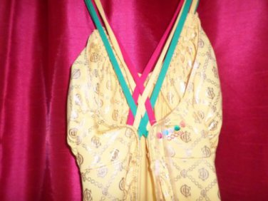 COOGI yellow& gold full length strappy dress new no tags